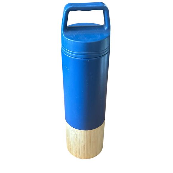 Blue Stainless Steel & Bamboo Water Bottle Campus Essential - Picture 1 of 5